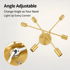 Gold Sputnik chandelier in minimalist dining room
