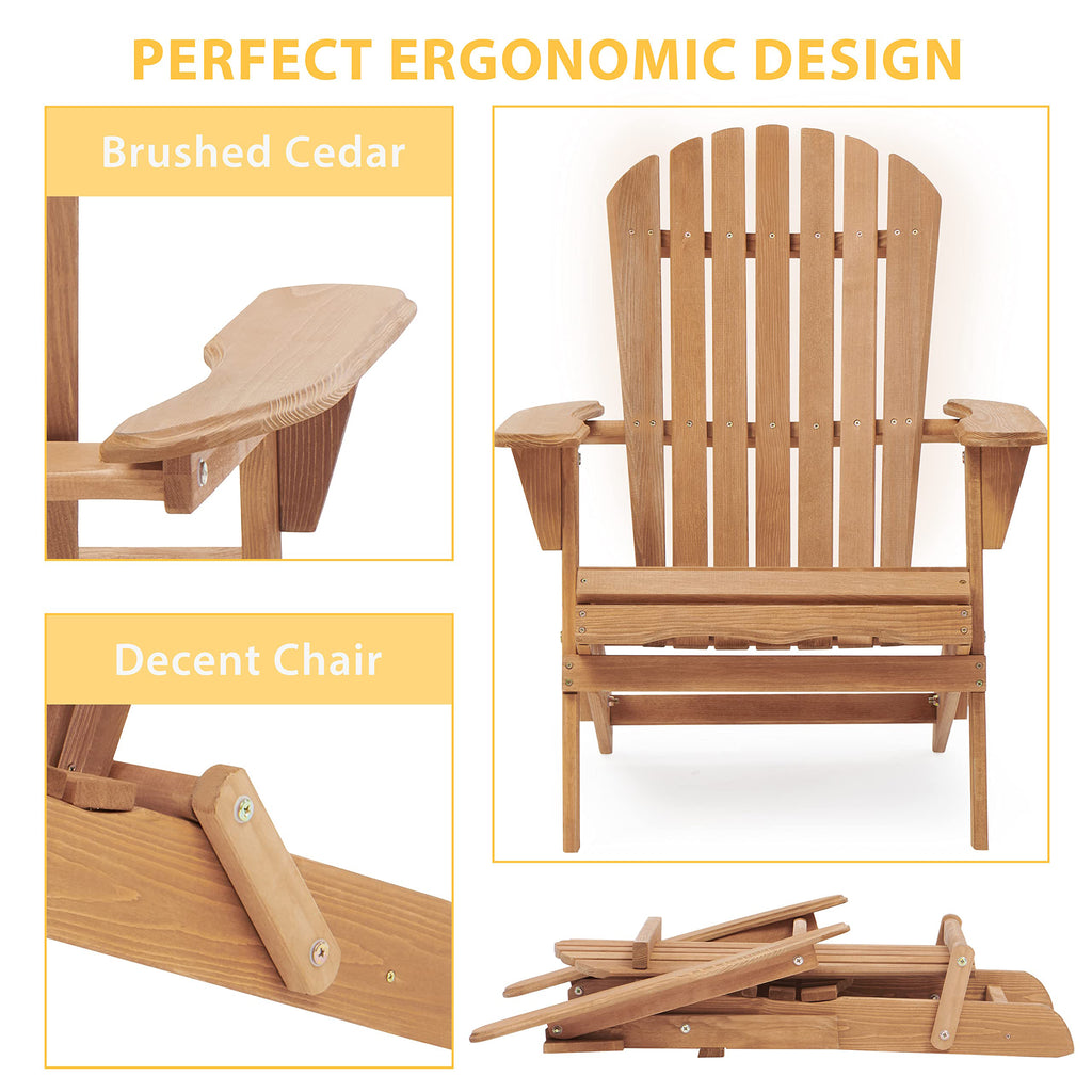 Foldable Cedar Adirondack Chair Set of 2 – front view white background
