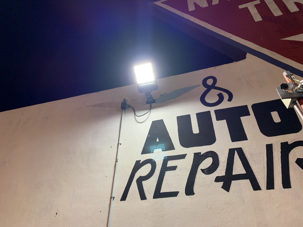 150W LED Shoebox Light – installed on pole at night