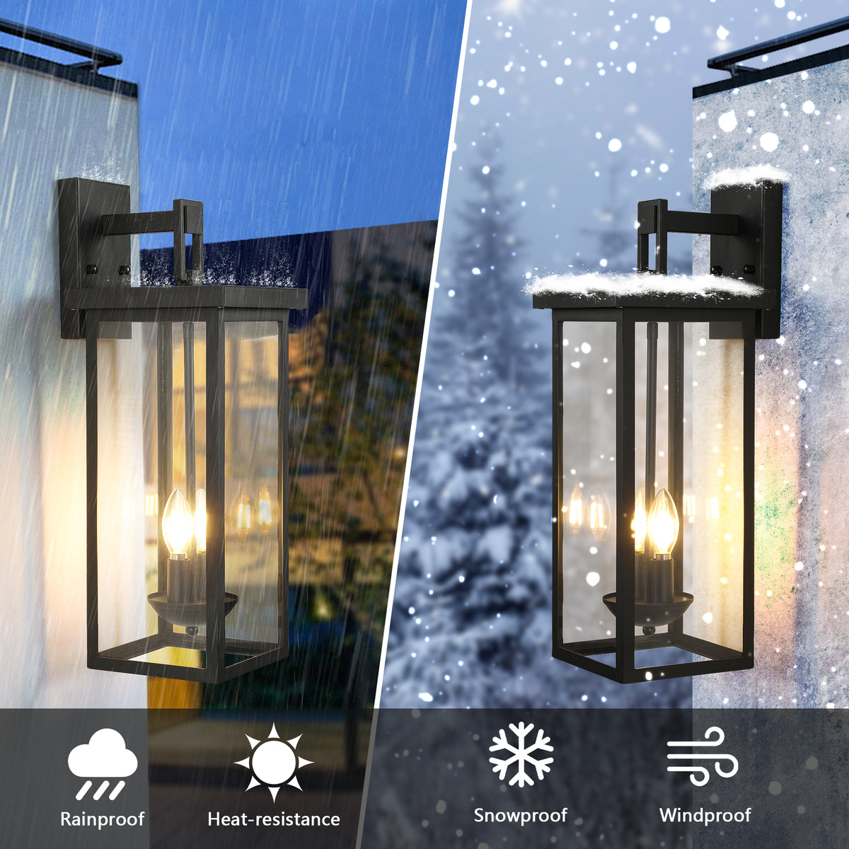 Matte Black Outdoor Wall Lanterns – weatherproof rainproof snowproof