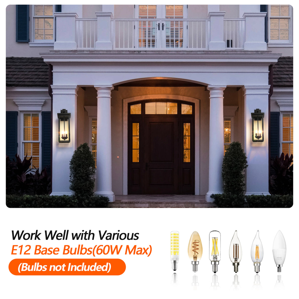 Matte Black Outdoor Wall Lanterns – Set of 2 | 22" Dusk-to-Dawn Sensor | Free US Shipping