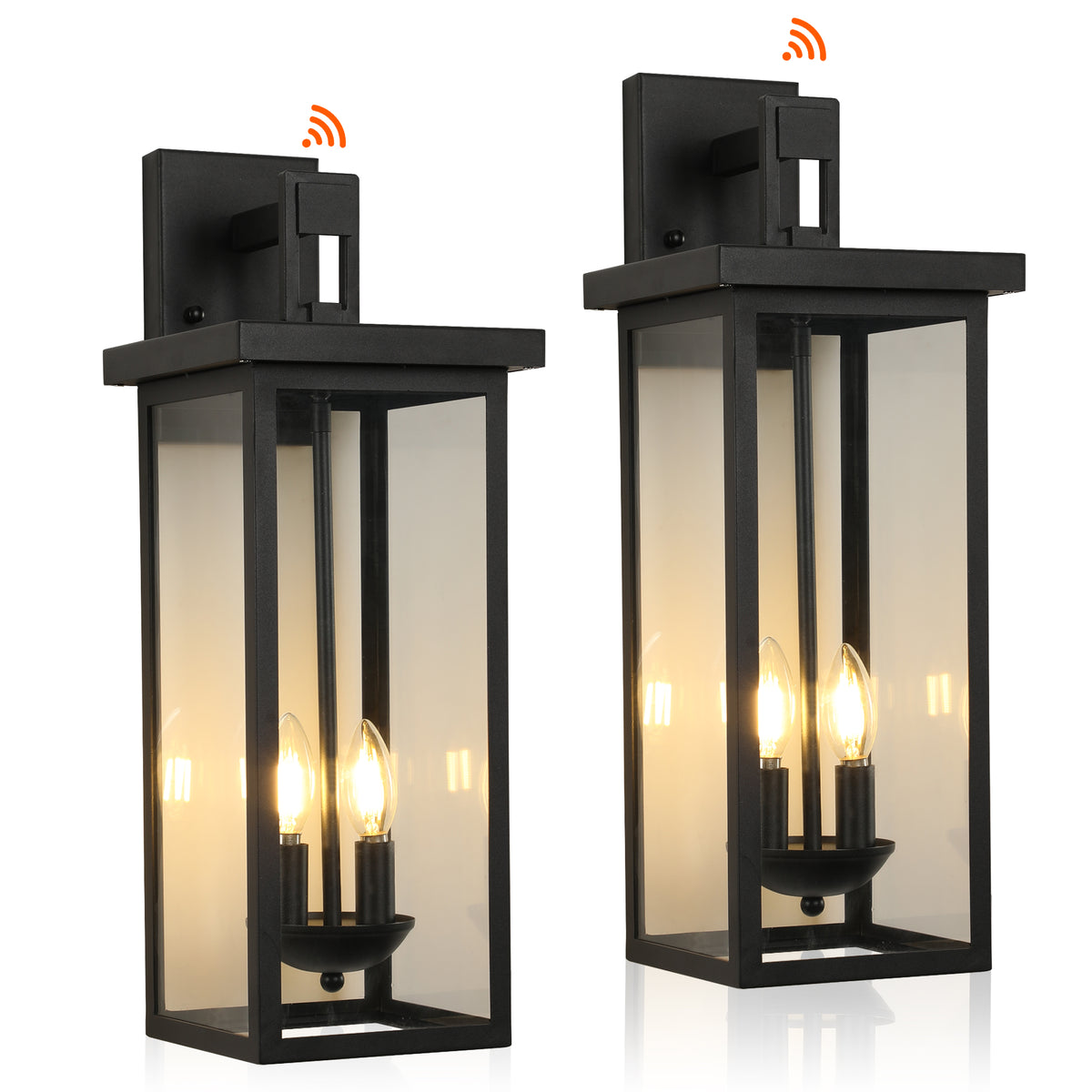 Matte Black Outdoor Wall Lanterns – dusk to dawn sensor detail
