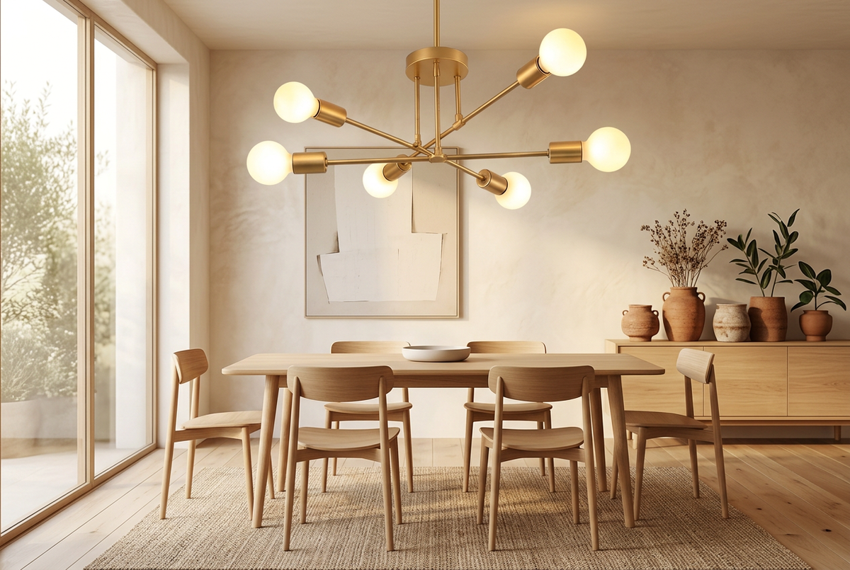 Gold Sputnik chandelier lifestyle premium interior