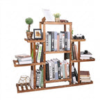 9-tier plant stand used as bookshelf with white background