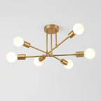 Gold Sputnik chandelier installed in living room