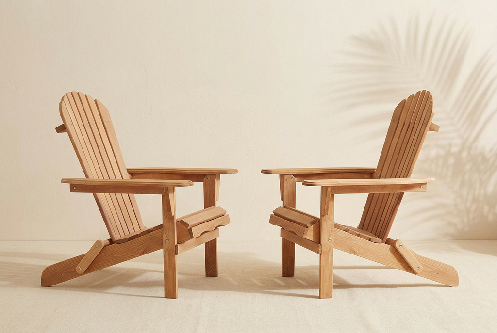 Foldable Cedar Adirondack Chair Set of 2 – warm cream background editorial