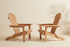 Foldable Cedar Adirondack Chair Set of 2 – warm cream background editorial