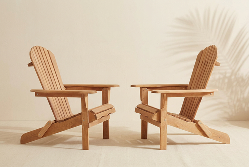 Foldable Cedar Adirondack Chair Set of 2 – warm cream background editorial